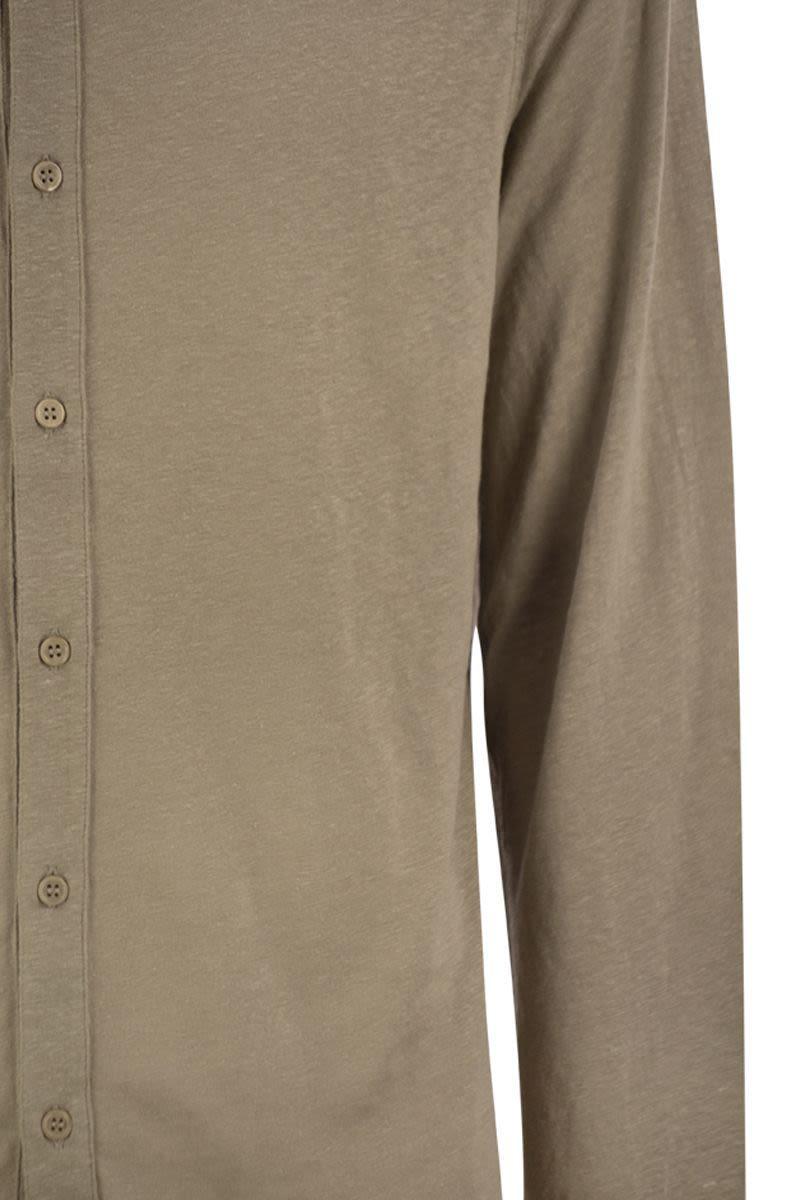 Tシャツ・カットソー MAJESTIC FILATURES Linen long-sleeved shirt (S25M011 677) Majestic Filatures Linen Long-Sleeved Shirt in Brown for Men