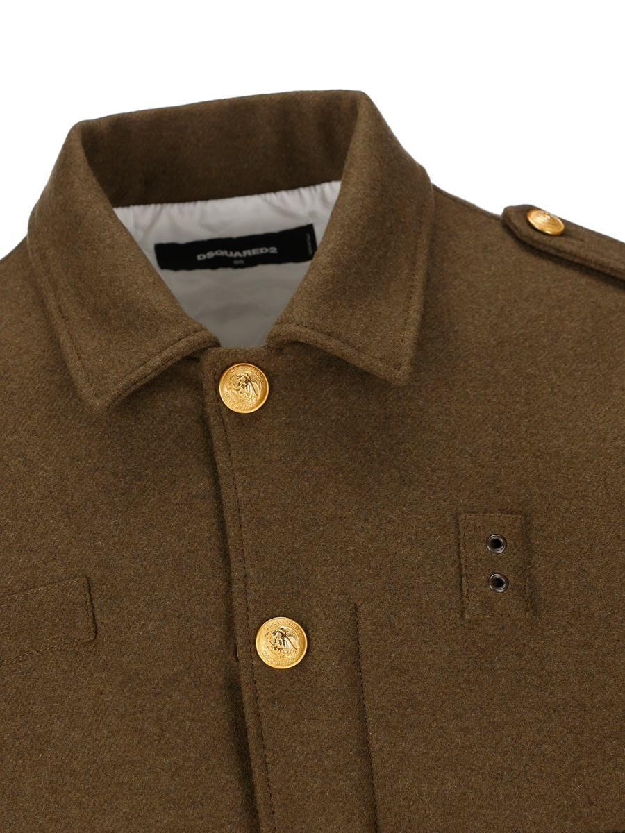 DSquared² Military Epaulette Button-up Jacket in Green for Men | Lyst