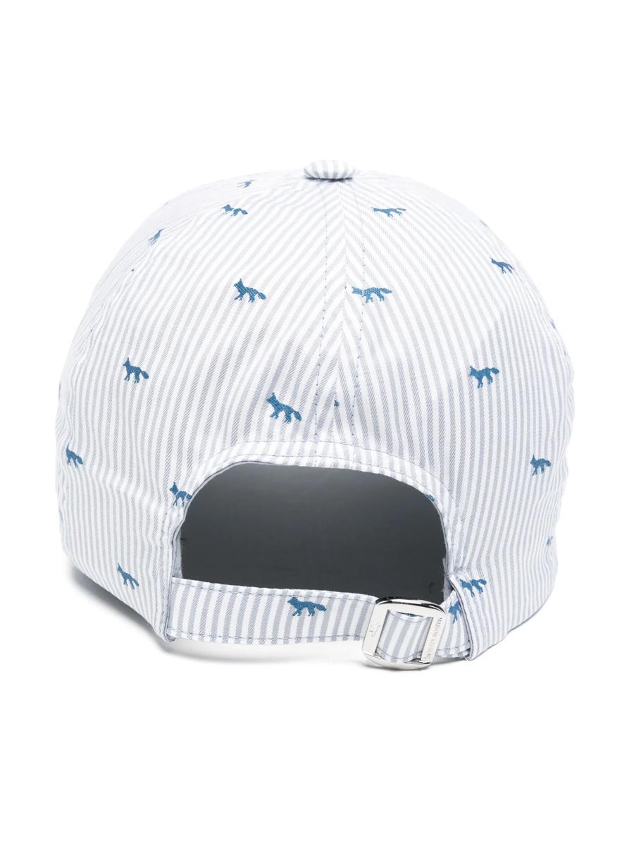 Maison Kitsuné Profile Fox Striped 6P Cap Accessories in White for
