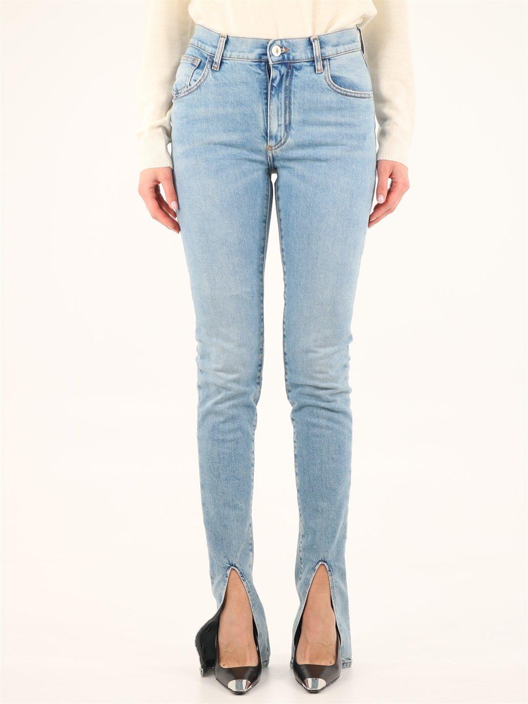 The Attico Denim Skinny Jeans Split in Light Blue (Blue) | Lyst Australia