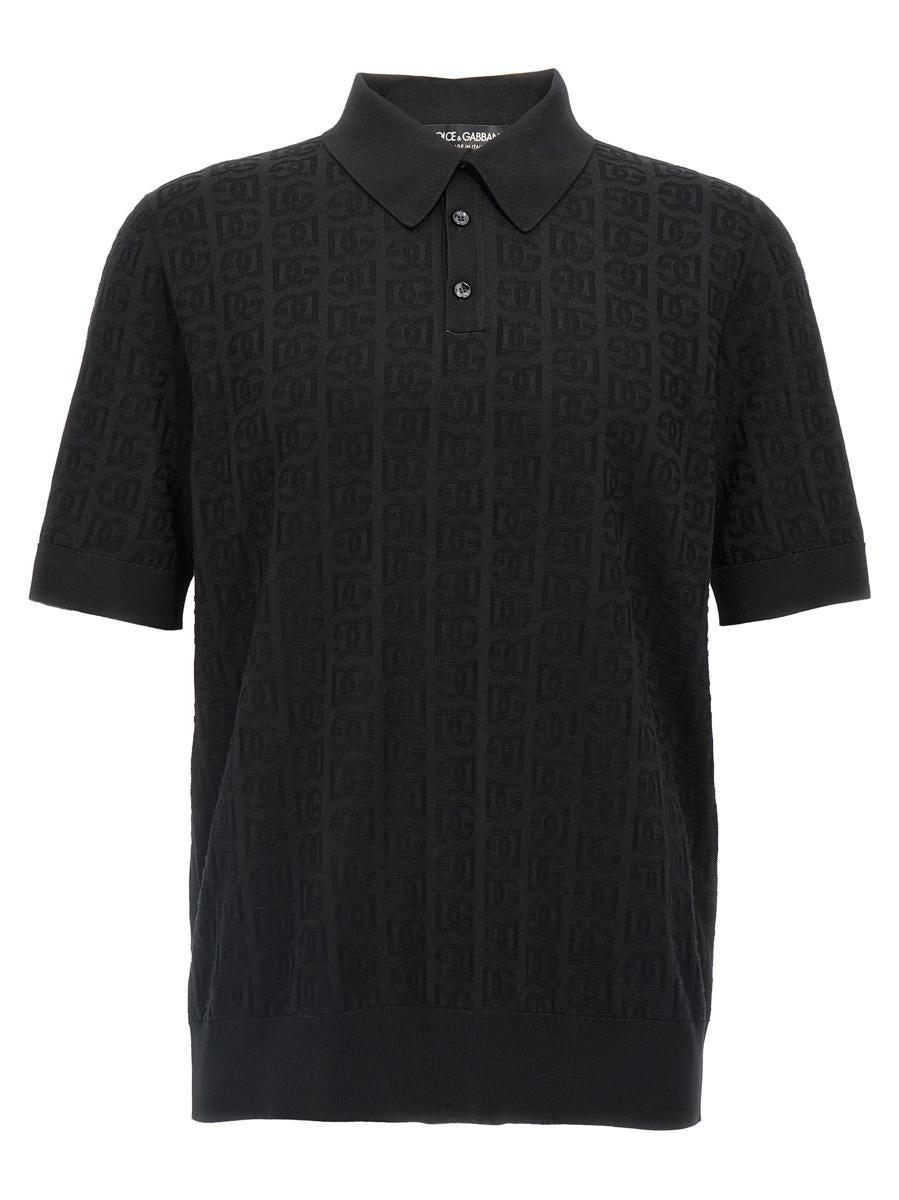 Dolce Gabbana Jacquard Logo Polo Shirt in Black for Men Lyst