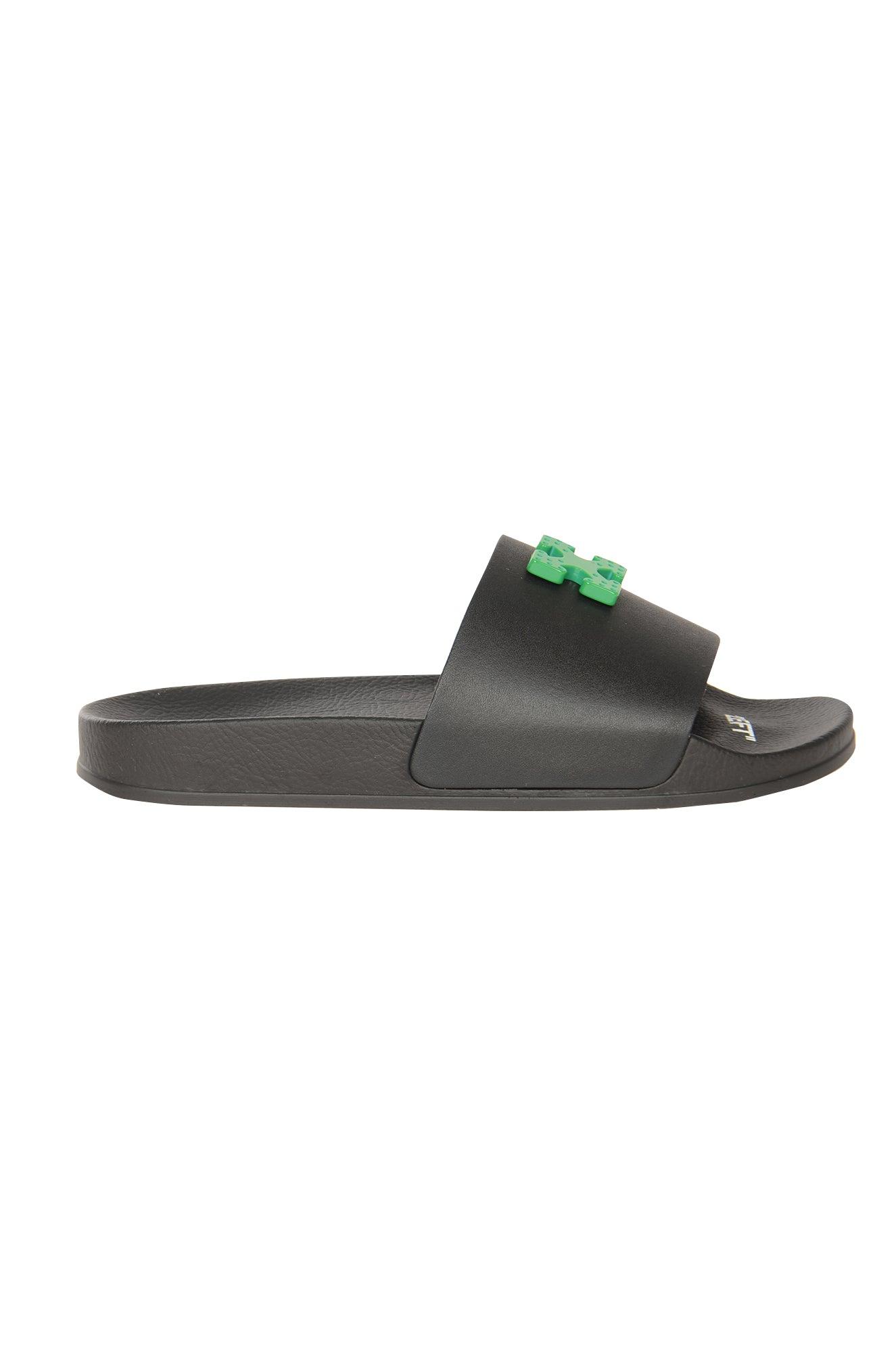 for Men slides and flip flops Leather sandals Mens Shoes Sandals Off-White c/o Virgil Abloh Rubber Sandals in Black Green 