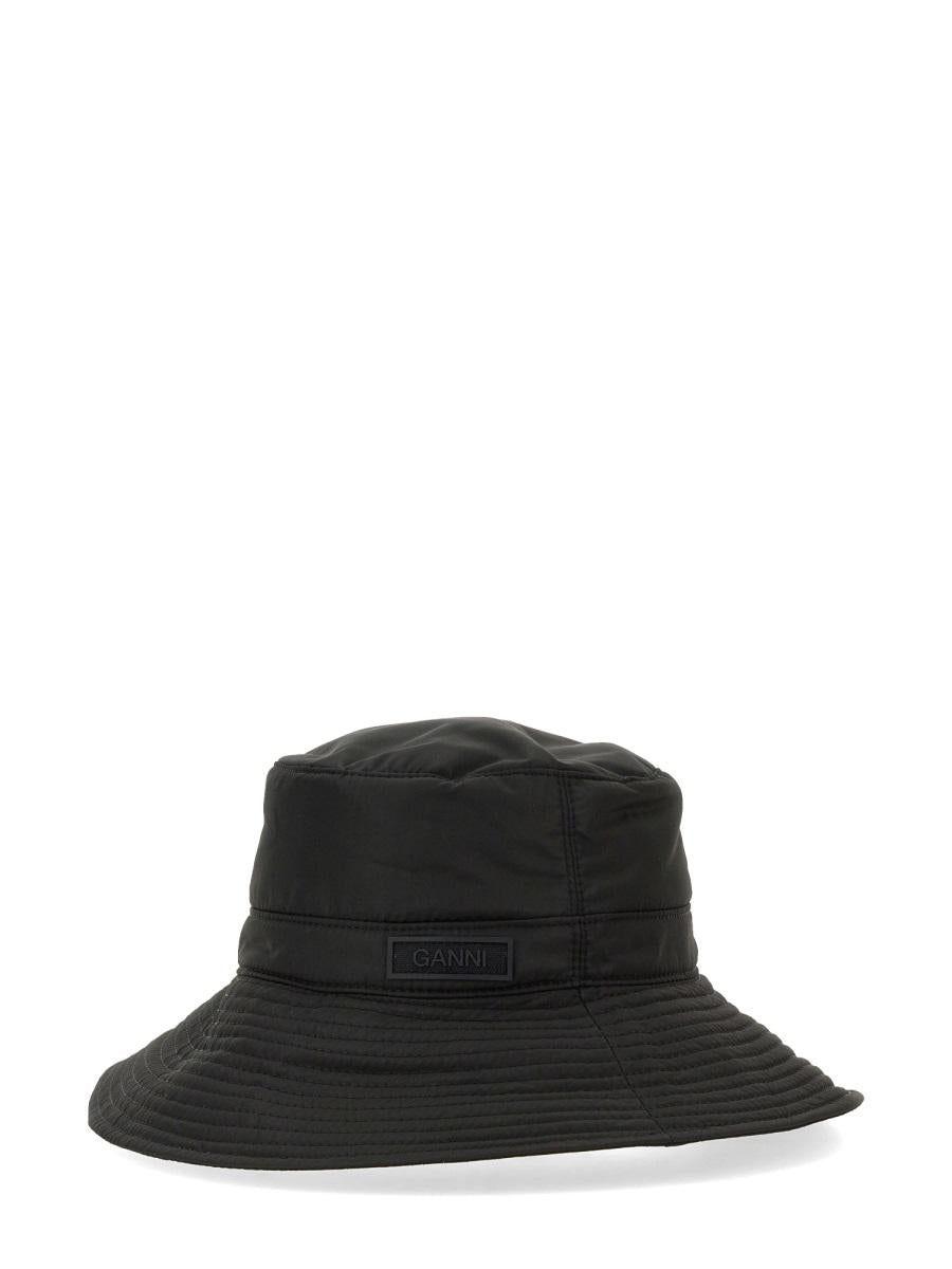 Ganni Bucket Hat With Logo in Black | Lyst