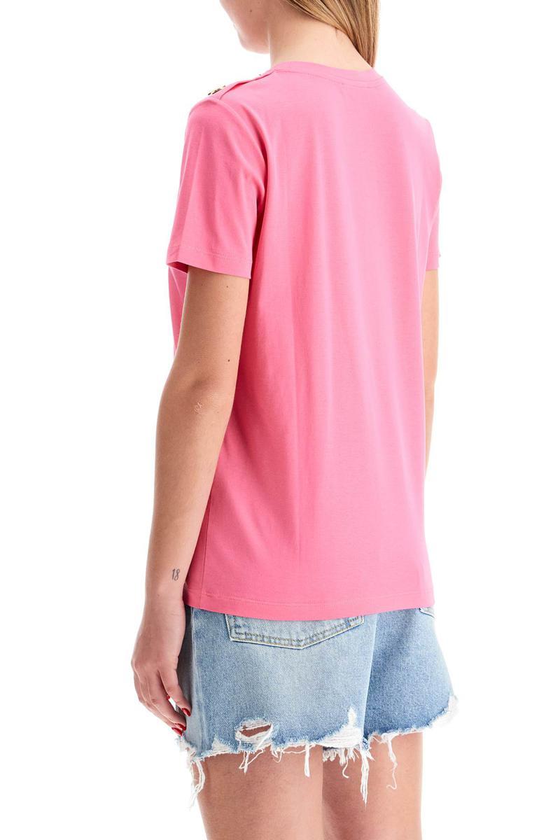 新品　BALMAIN ピンク Tシャツ XS ボタン付き Balmain Pink T-shirt with silver buttons - Pink