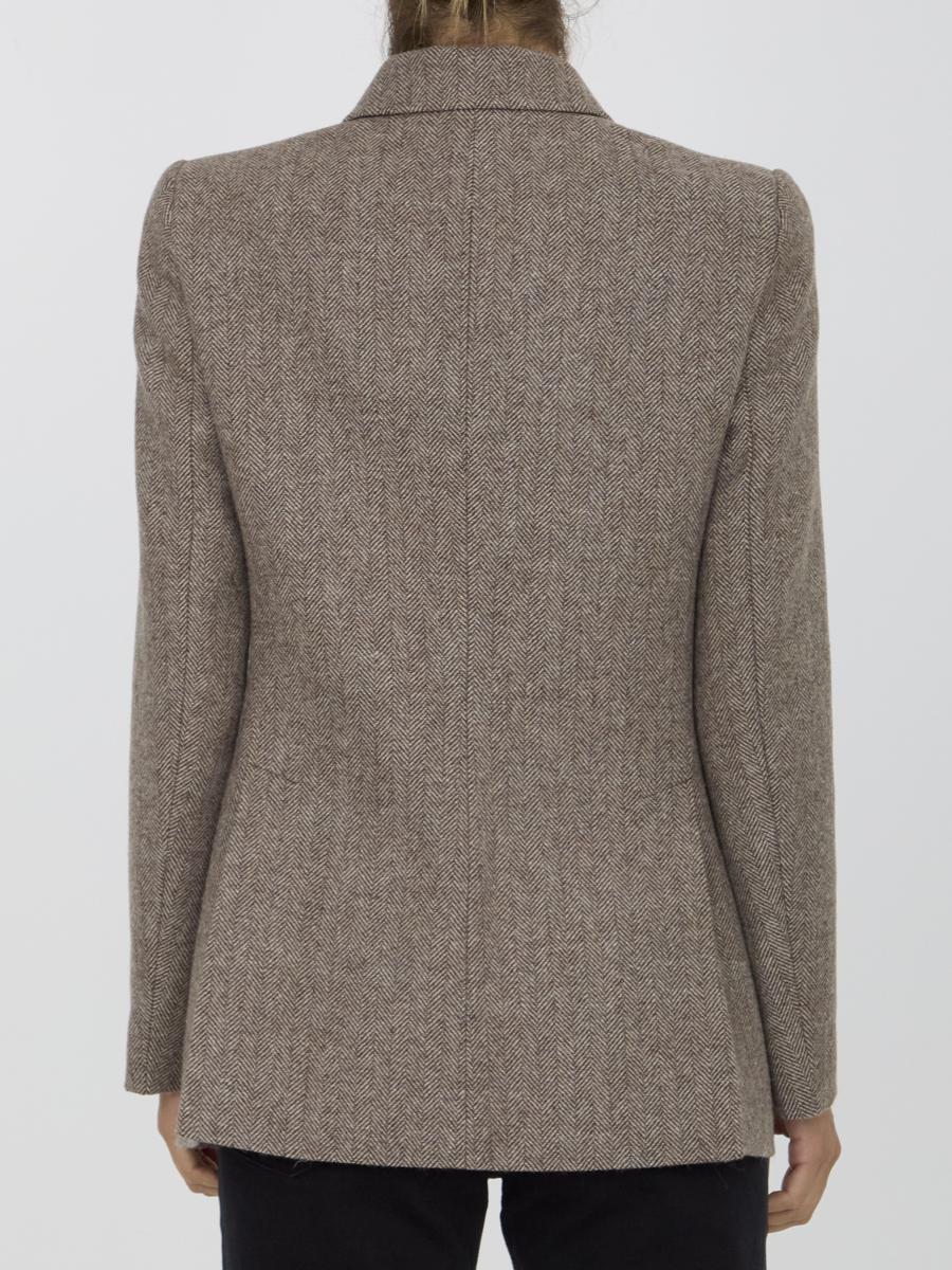 Chloé Herringbone Wool Officer Coat in Brown for Men | Lyst