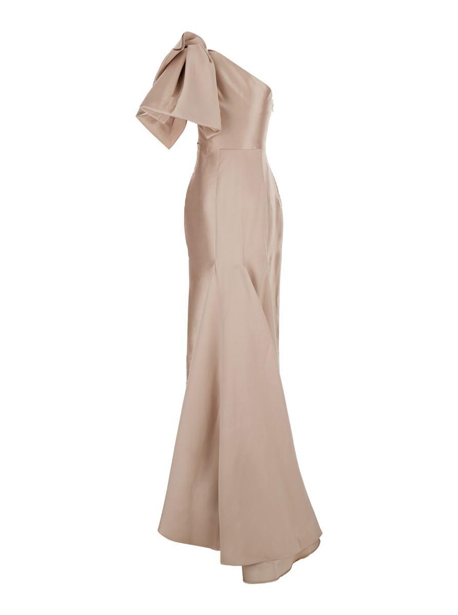 Solace London 'Priya' Long One-Shoulder Dress With Oversized