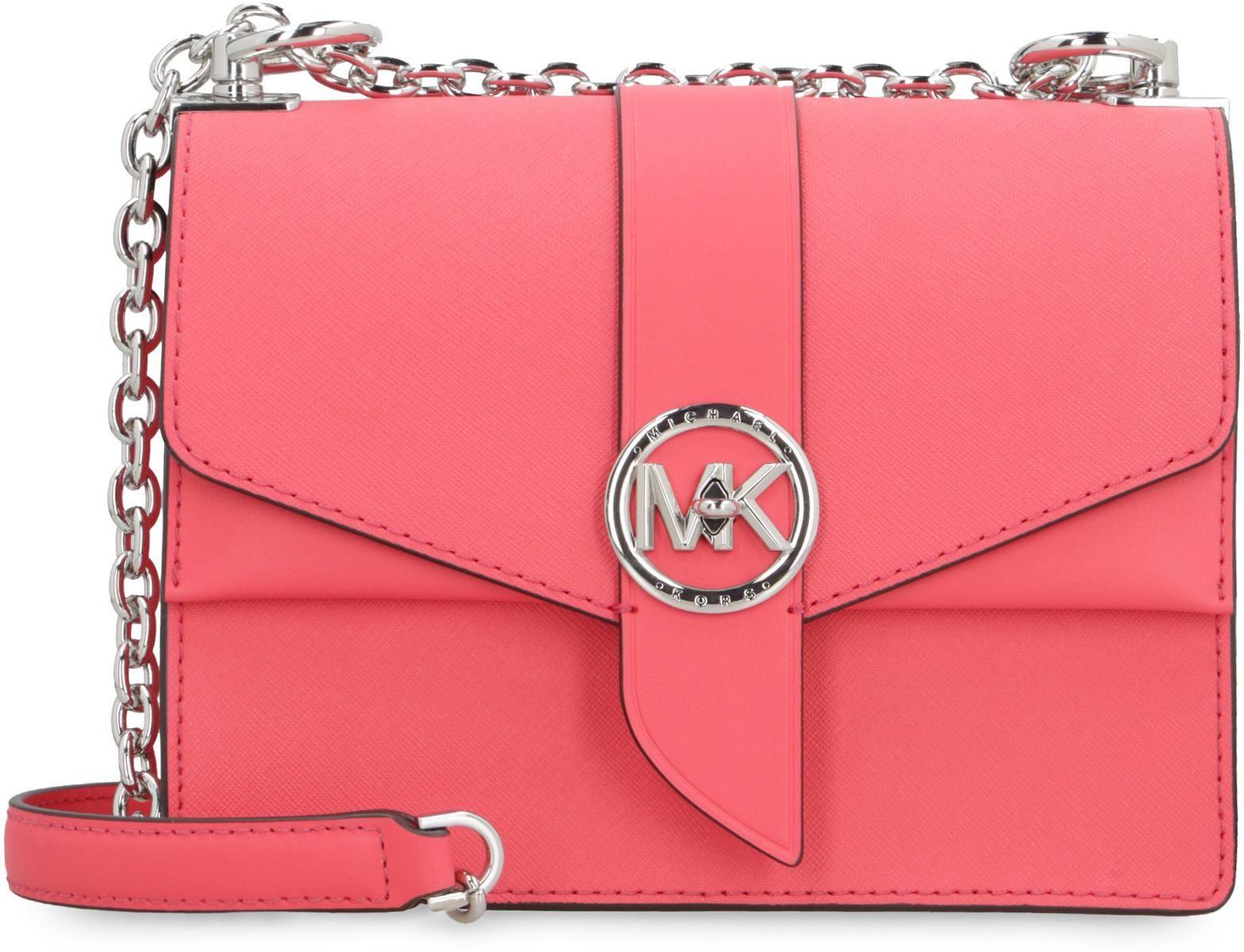 MICHAEL Michael Kors Greenwich Leather Crossbody Bag in Pink | Lyst