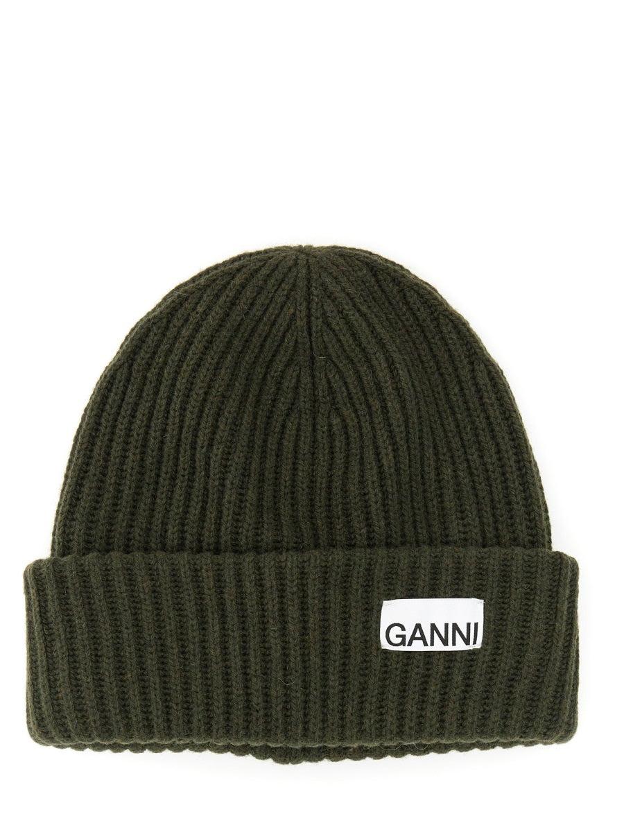 Ganni Beanie Hat in Green | Lyst