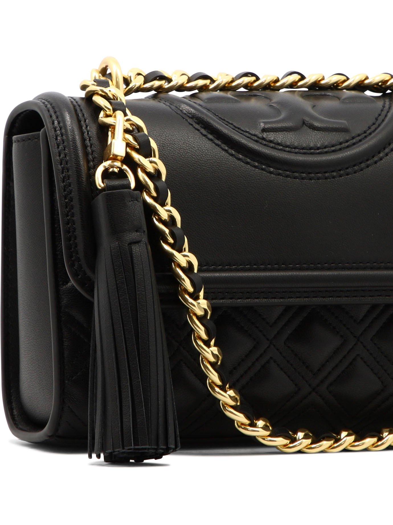 Tory Burch Fleming Chain Link Small Shoulder Bag in Black | Lyst