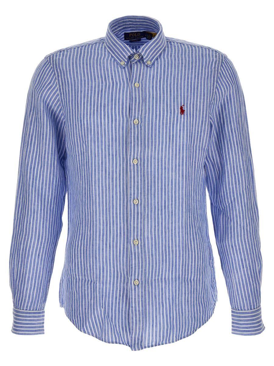 Polo Ralph Lauren Logo Embroidery Striped Shirt Shirt, Blouse in Blue ...