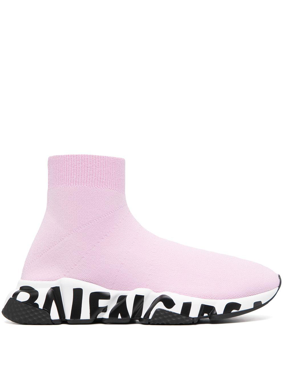 Balenciaga Speed Graffiti Sock Sneakers in Pink | Lyst