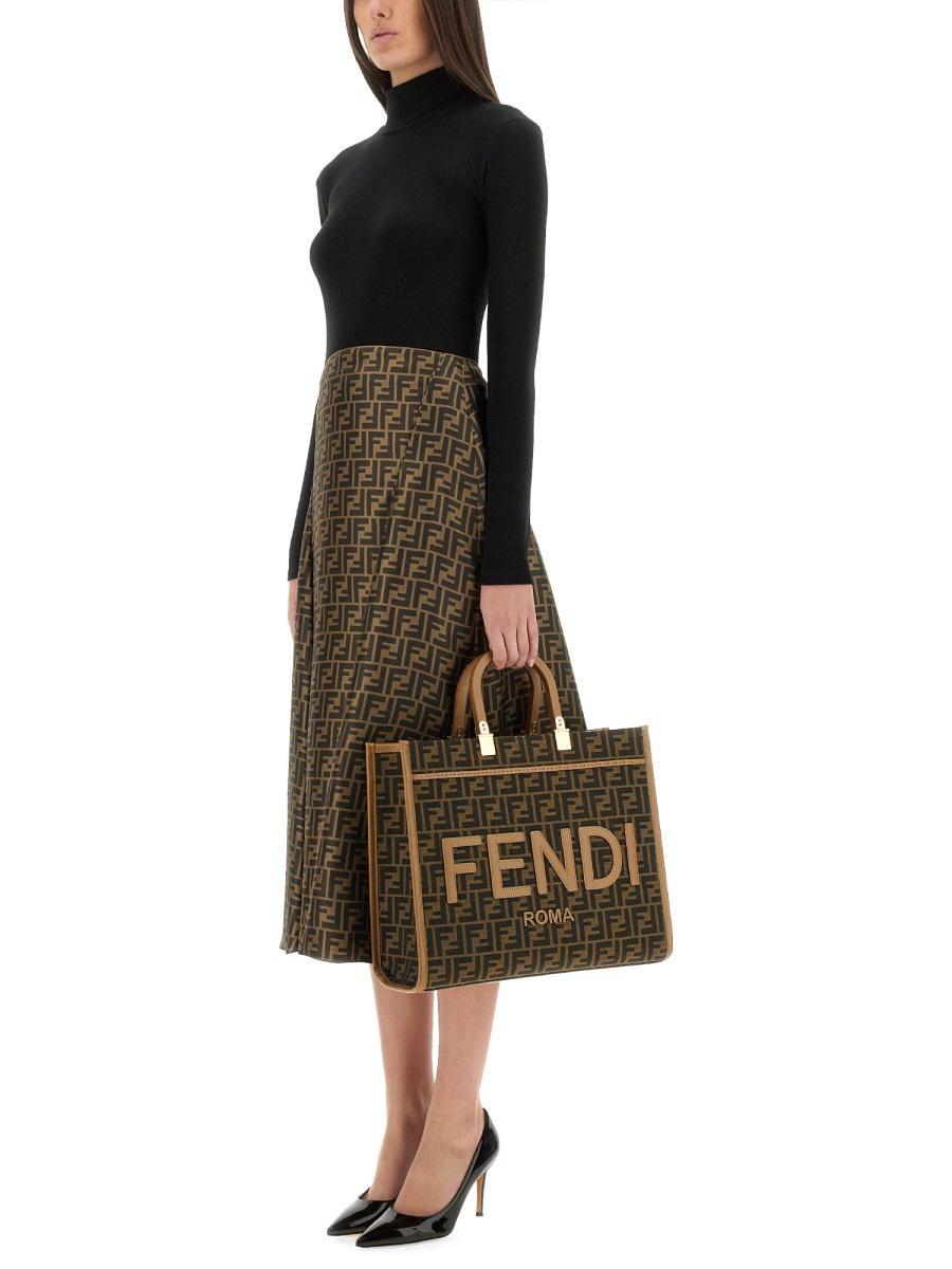 【送関込】FENDI☆フェンディ FF twill skirt Skirt Silk Brown | Fendi