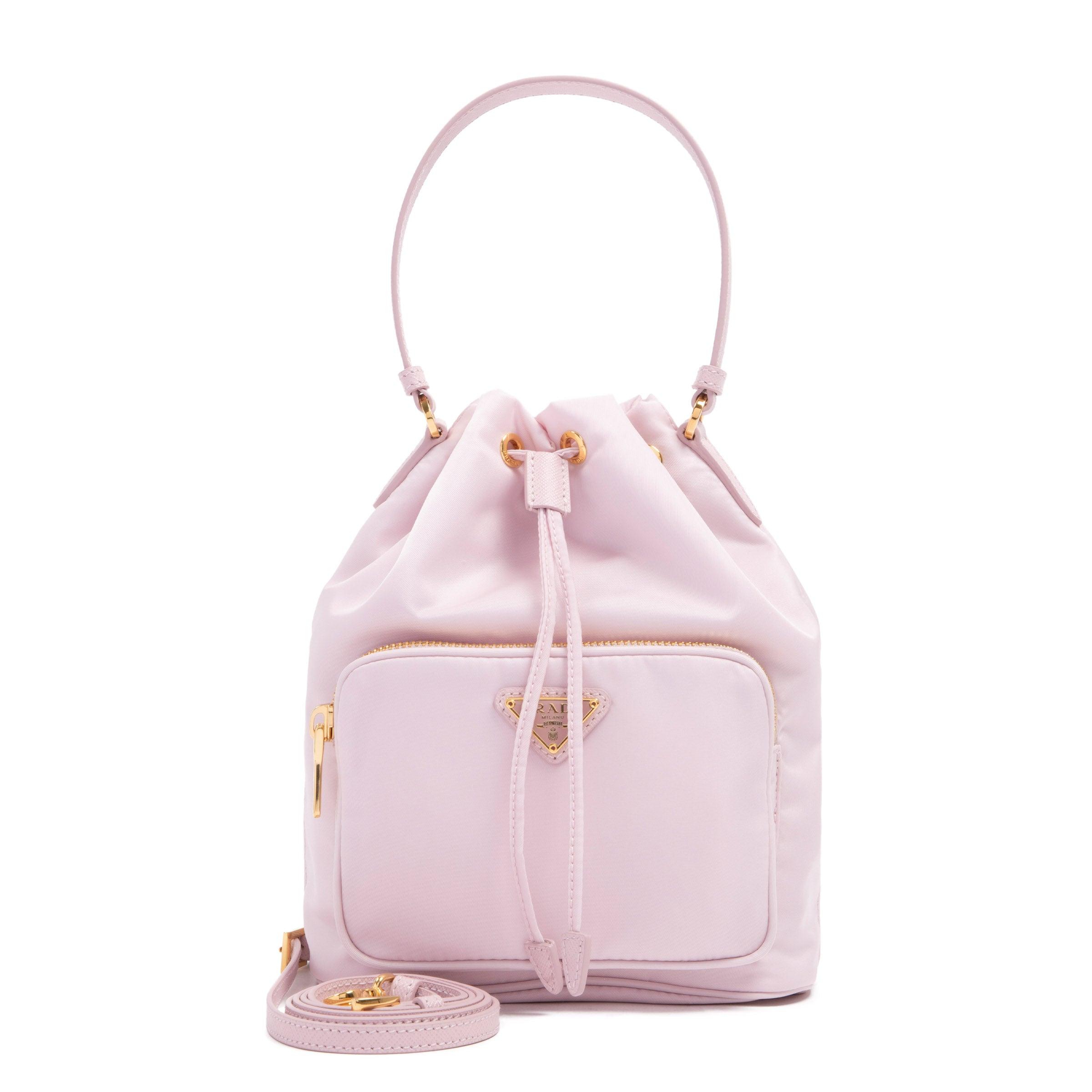 prada nylon bucket bag pink