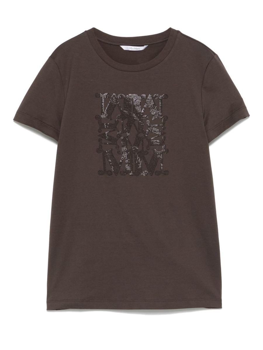 Max Mara Logo Cotton T-Shirt in Brown | Lyst UK