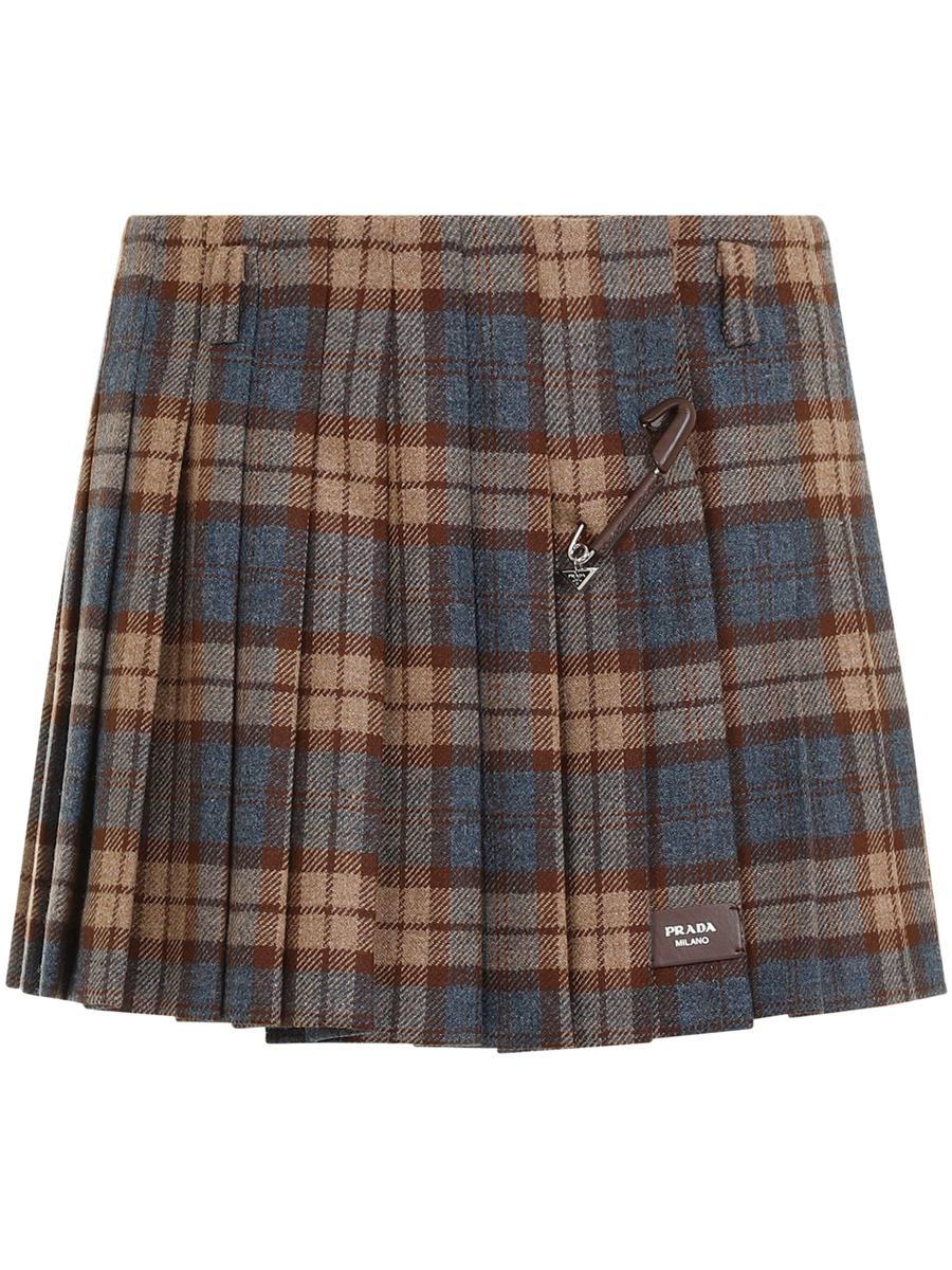 Prada Twill Check Skirt in Gray | Lyst