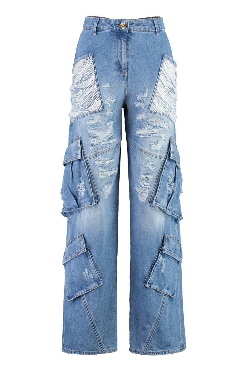 Elisabetta Franchi Wide-leg Jeans in Blue | Lyst