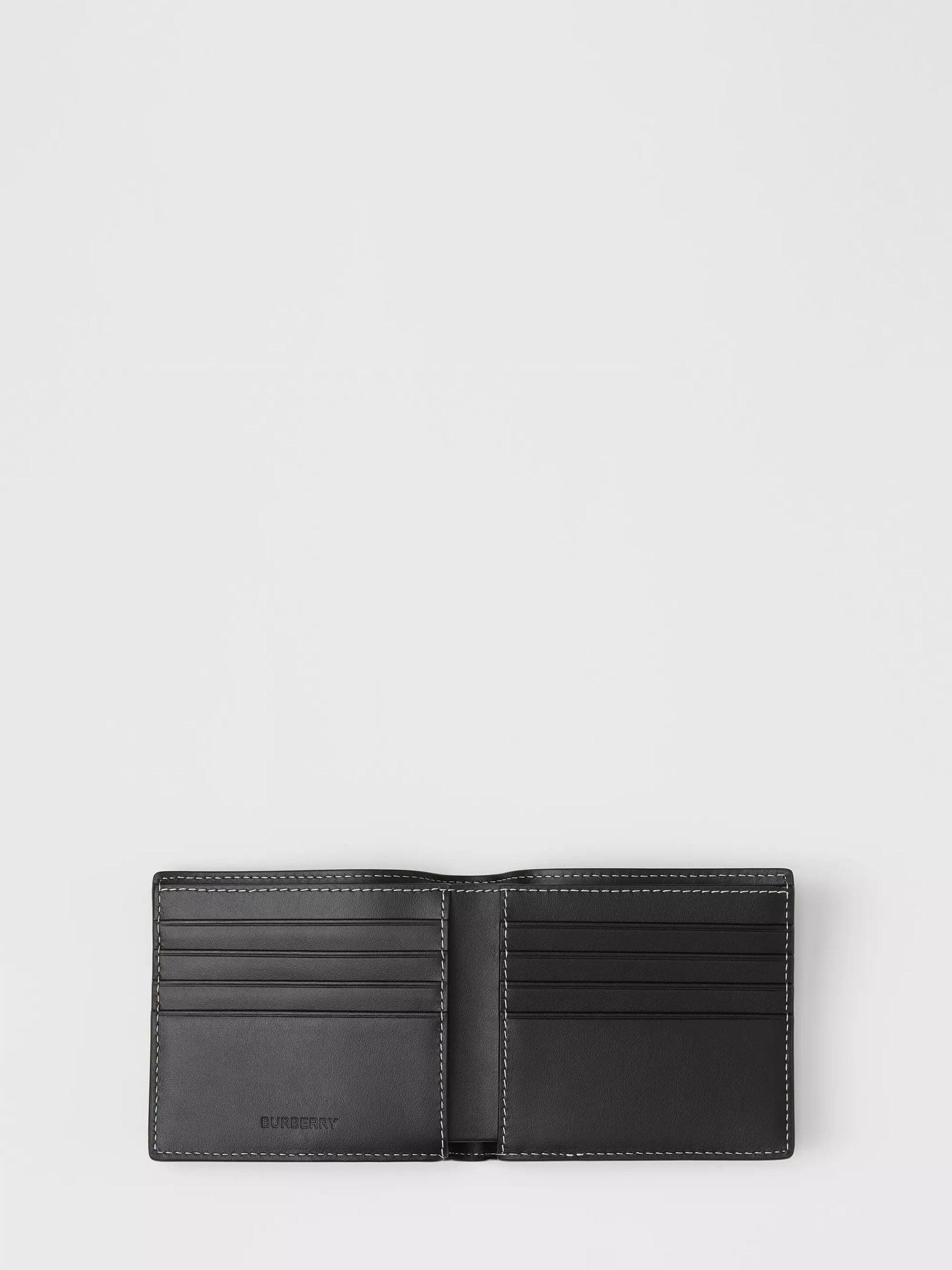 Burberry Leather Check Bifold Wallet in Brown for Men | Lyst
