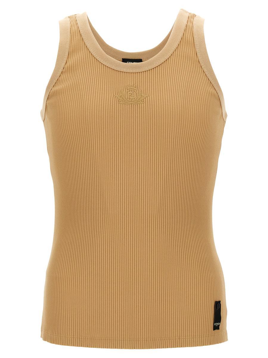 Tシャツ・カットソー FENDI 'Fendi Crest' tank top Beige Fendi Sleeveless t-shirts for Men | Online Sale up to 46