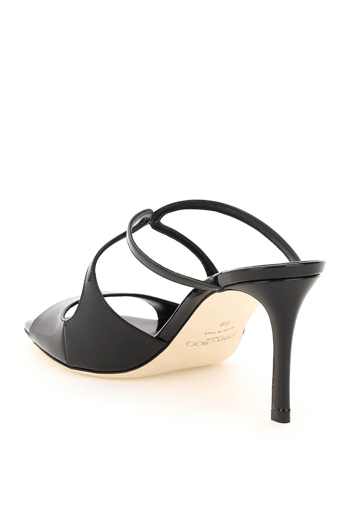 Jimmy Choo Patent Leather Anise 75 Sandals in Black | Lyst