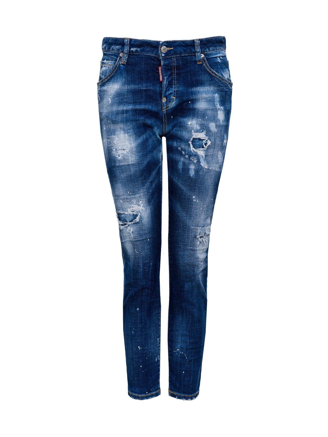DSquared² Denim Turn-up Distressed Jeans in Blue - Lyst
