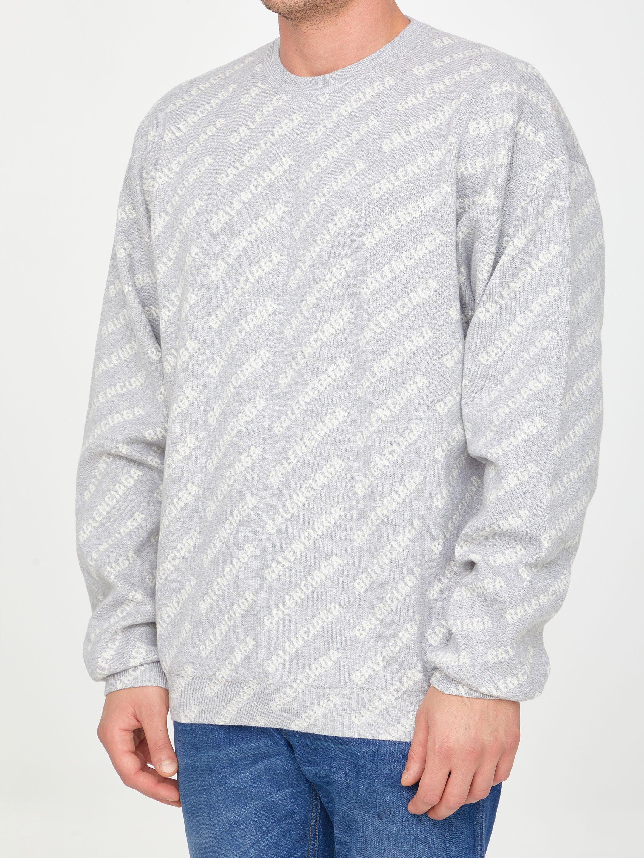Balenciaga Cotton Grey Jumper With Logo 