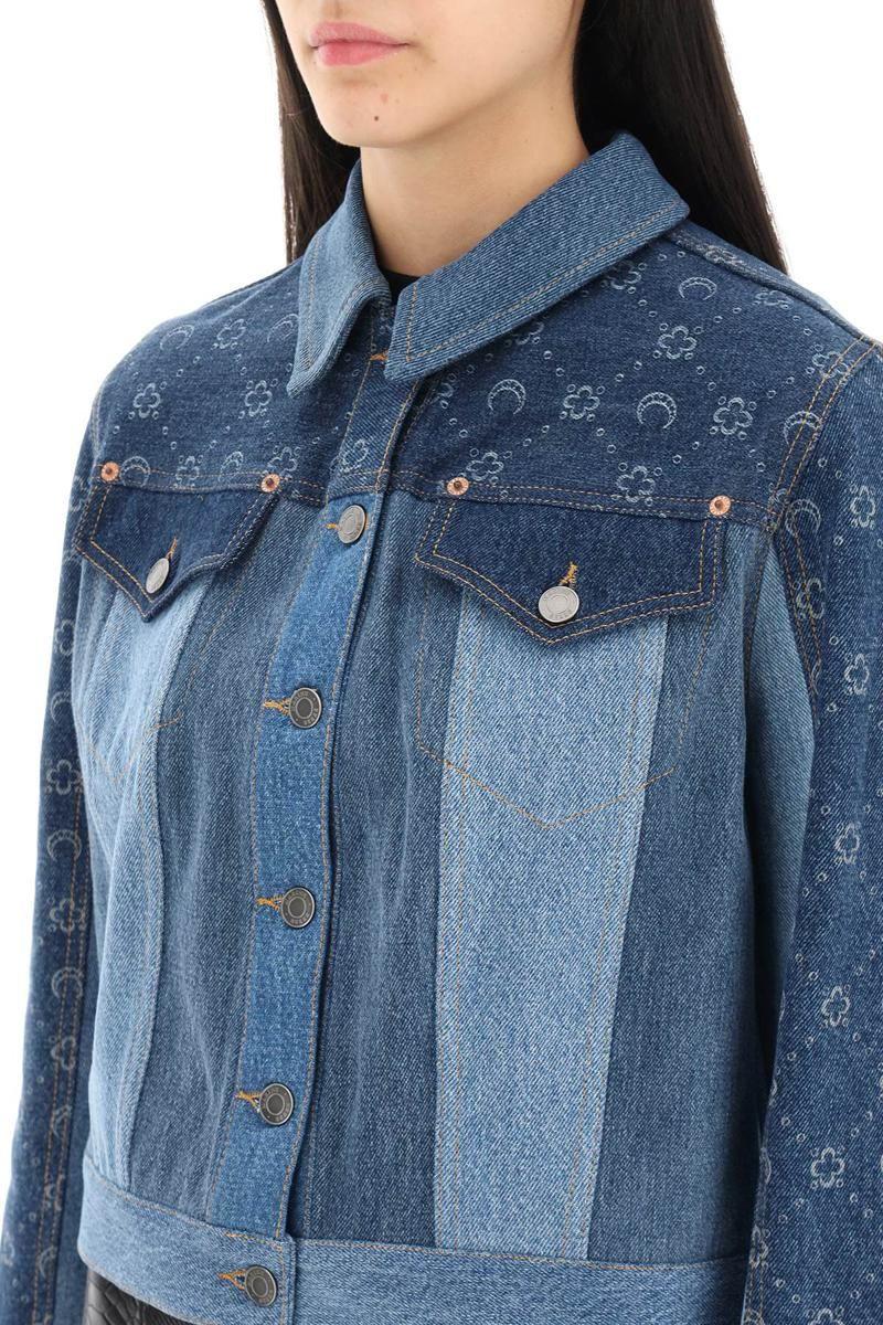 Marine Serre Regenerated Denim Jacket in Blue | Lyst