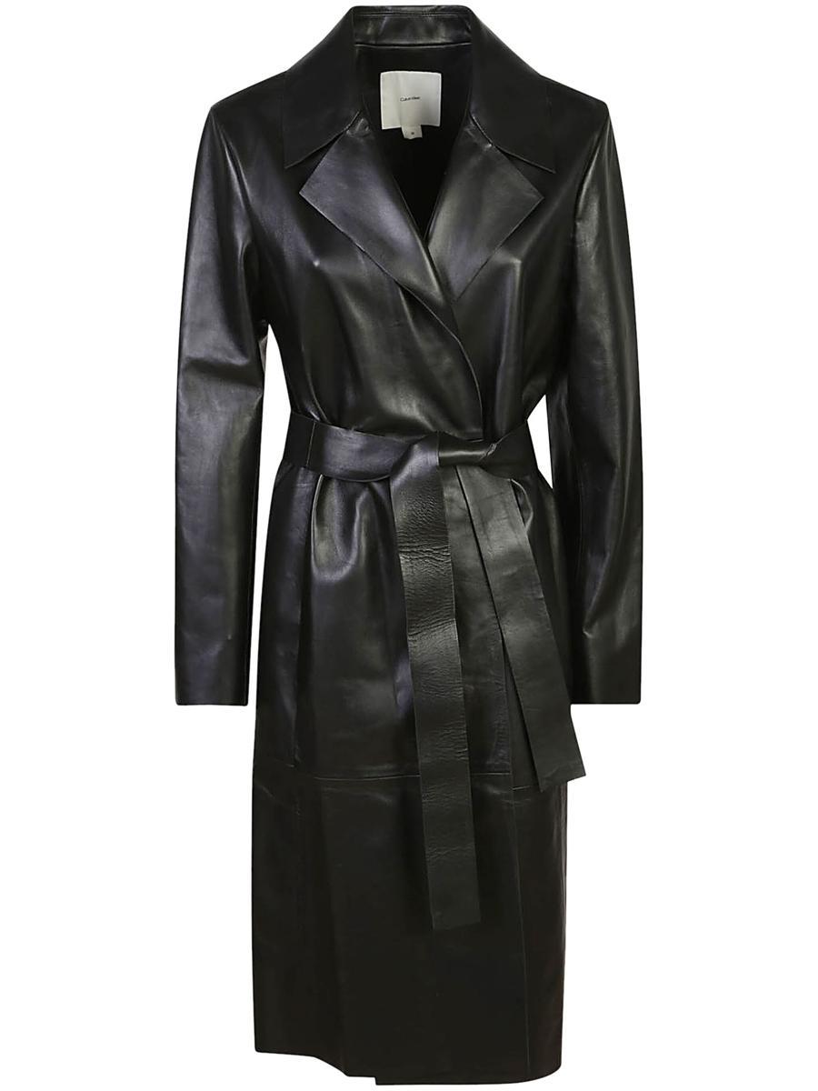 Calvin Klein Leather Wrap Trench Coat in Black Lyst UK