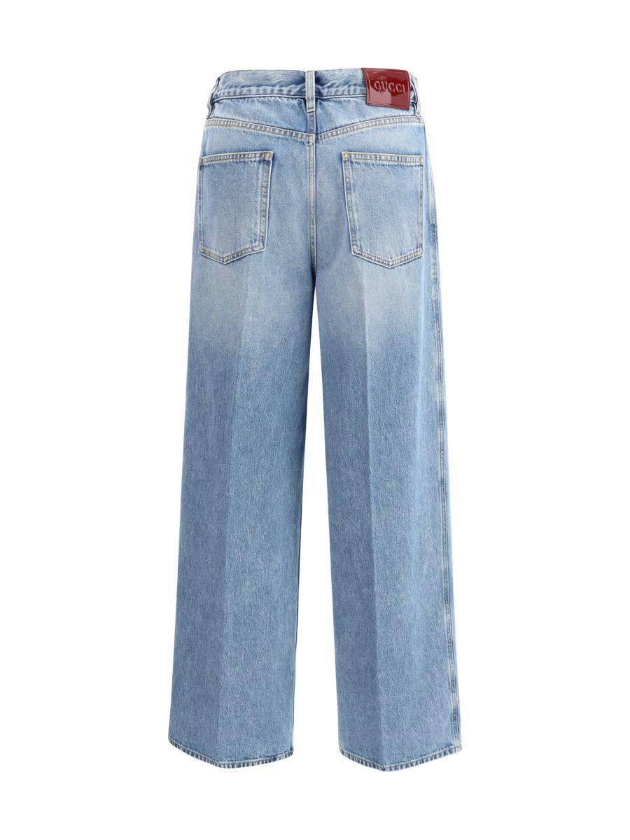 デニム・ジーパン GUCCI LIGHT BLUE WIDE-LEG JEANS Wide leg denim pants in light blue | GUCCI® US