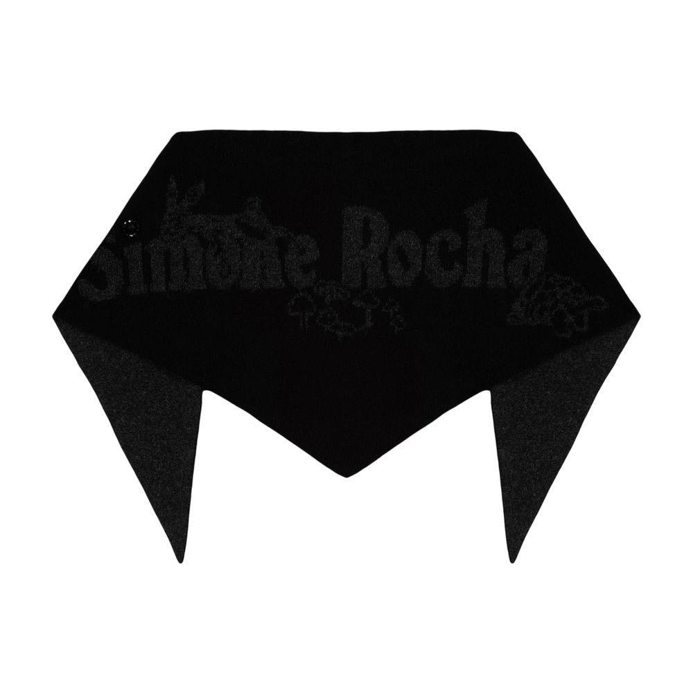 スカーフ Simone Rocha Daisy Scarf - Simone Rocha - Wool - Black Simone Rocha: Women's Graphic Logo Knit Neckerchief (Black