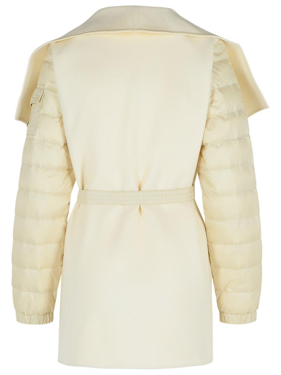 【関税＆送料込み】Moncler Ivory Wool Blend Cape Moncler - White Wool Blend Belted Cape | Mitchell Stores