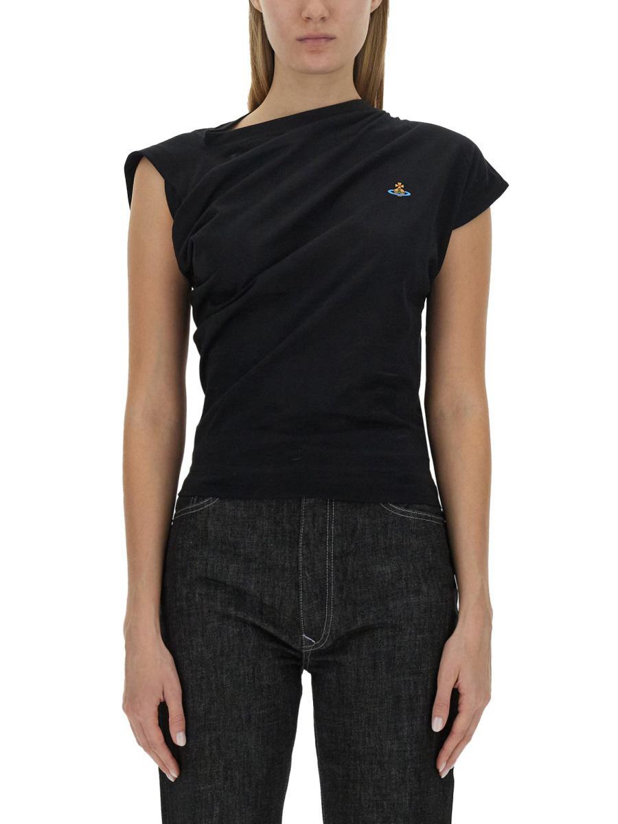 【Vivienne Westwood】Hebo アシンメトリー コットン Tシャツ Vivienne Westwood Hebo Asymmetric Cotton T-Shirt in Black | Lyst
