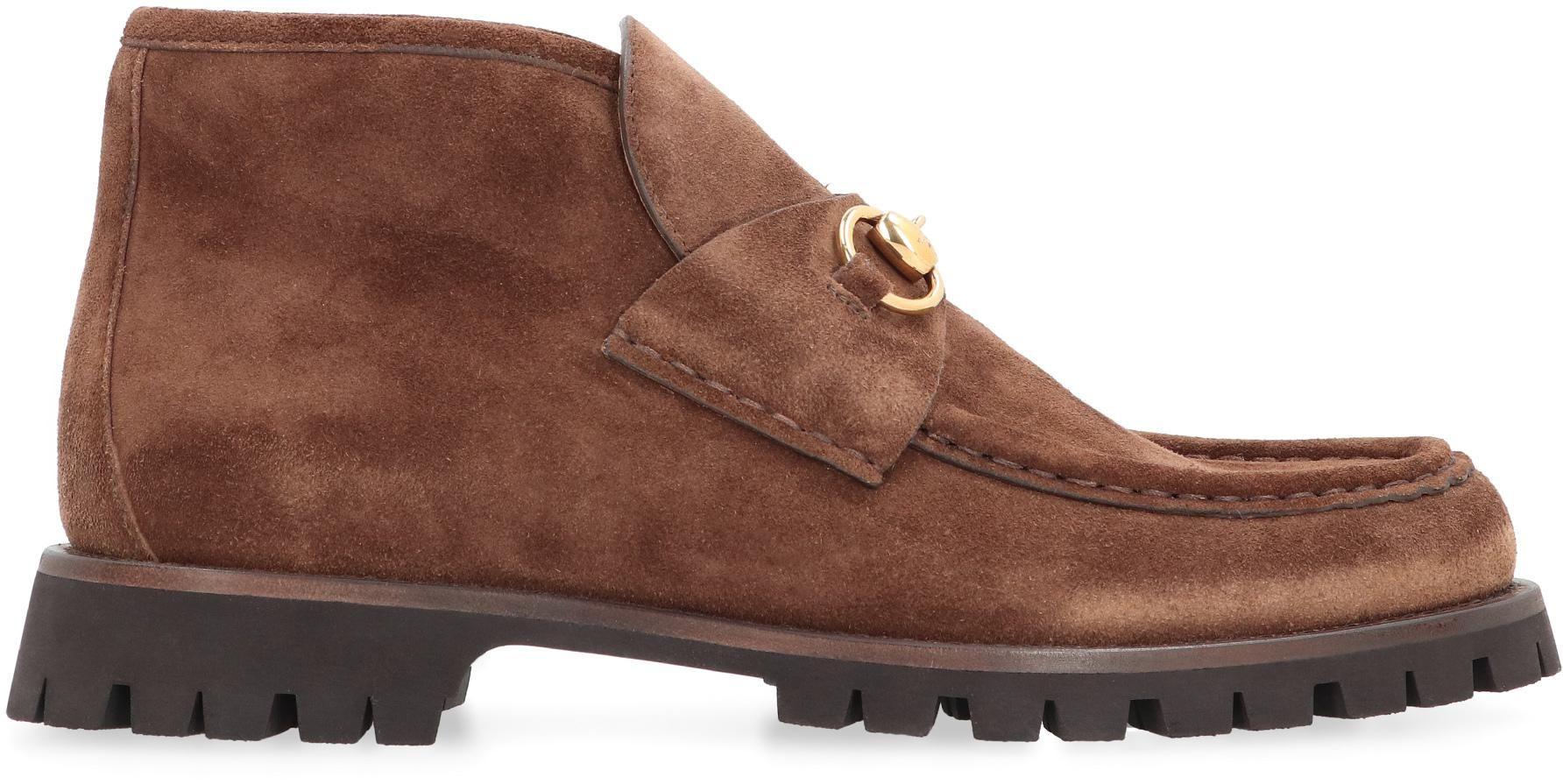 Gucci brown sales suede boots