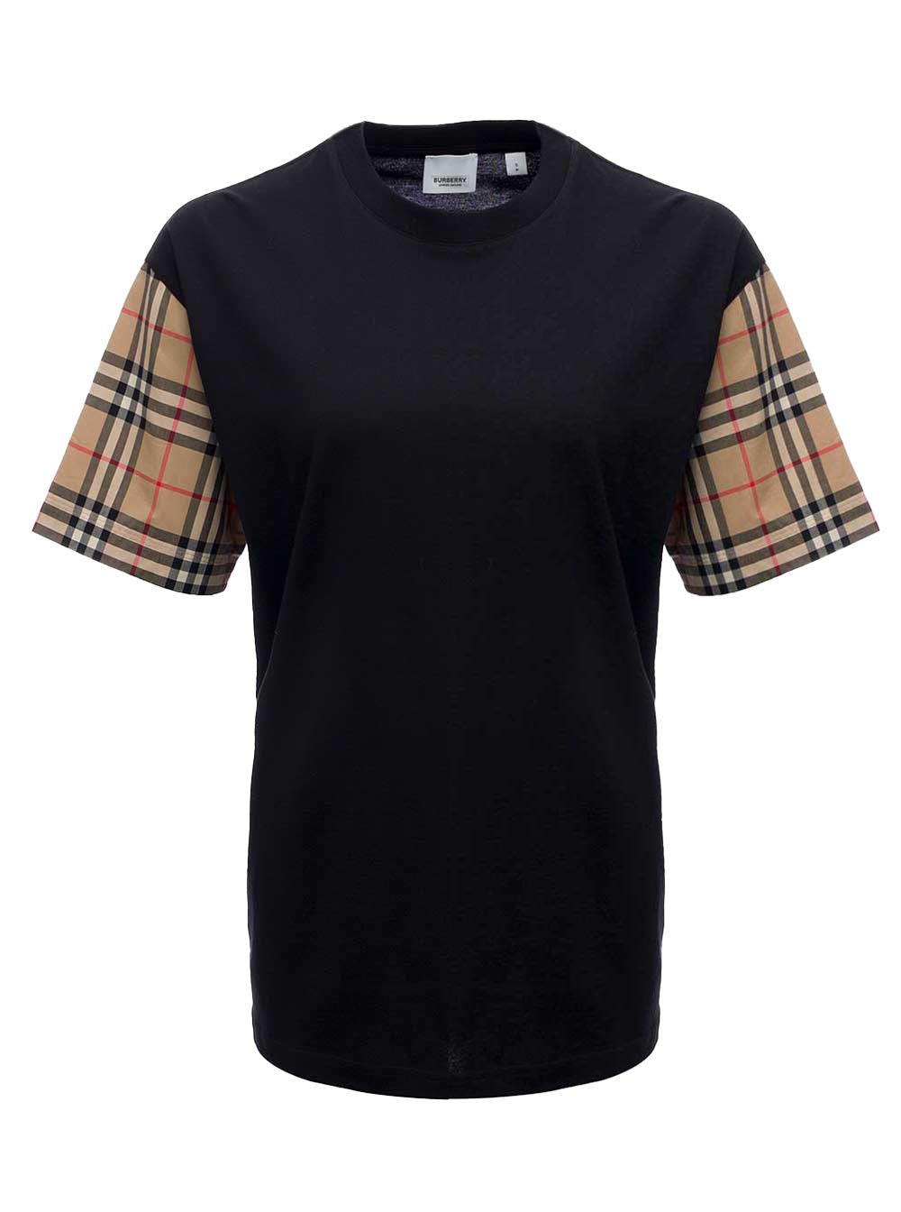 Burberry Black Cotton T-shirt With Vintage | Lyst