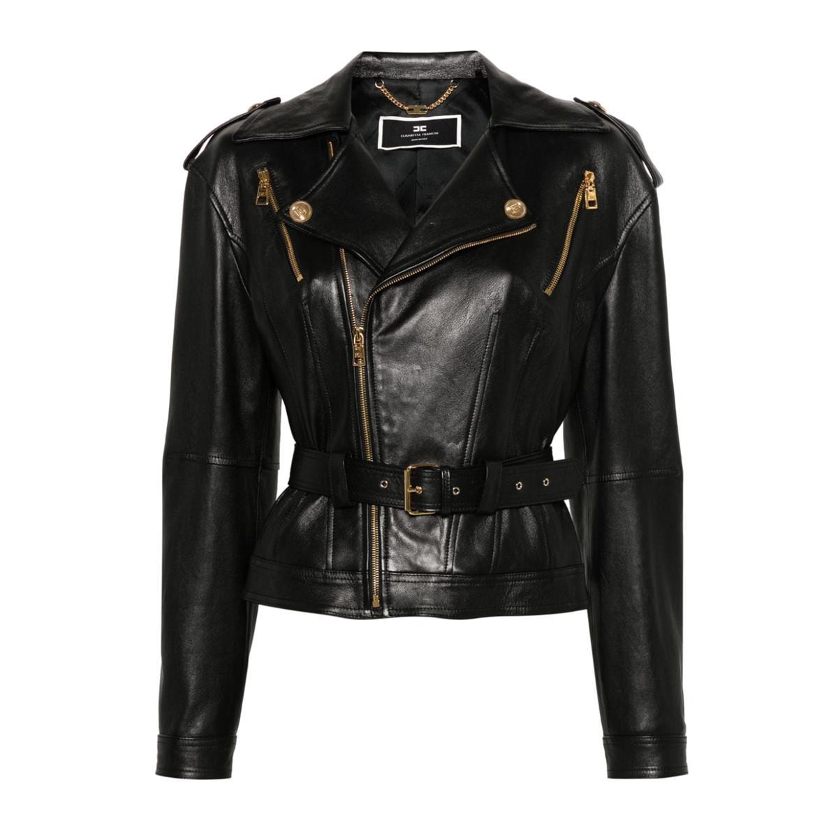 レザージャケット・コート Elisabetta Franchi Cropped Leather Biker Jacket With Leather Biker Jacket Elisabetta Franchi | italist