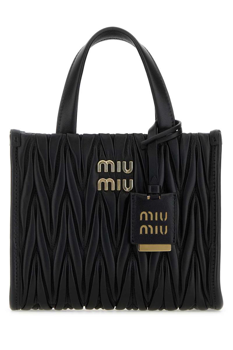 MIU MIU トートバッグ サイドリボン アーカイブ ブラック レザー Y2K