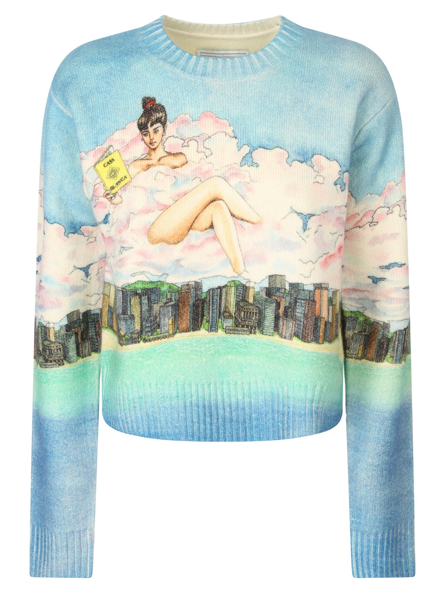 CASABLANCA Relaxed Fit Sweater in Blue 