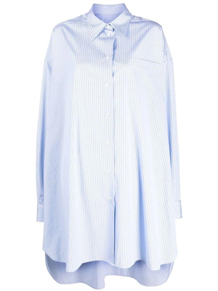 Maison Margiela Oversized Cotton Shirt in Blue | Lyst