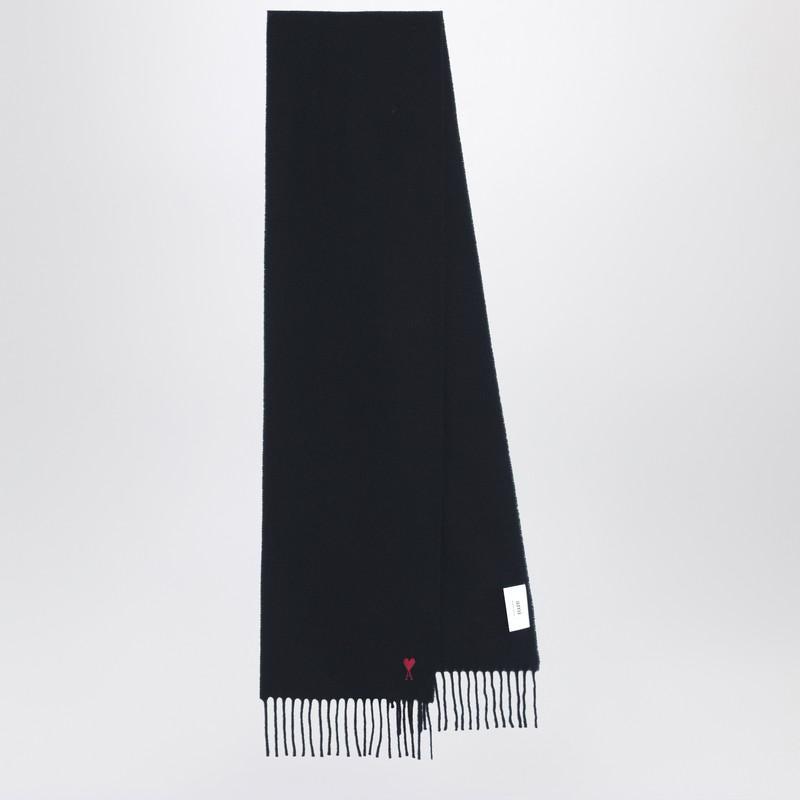 【 AMI PARIS 】 Black Fringe Scarf AMI AMI Label Bicolor Scarf - Feuille Luxury