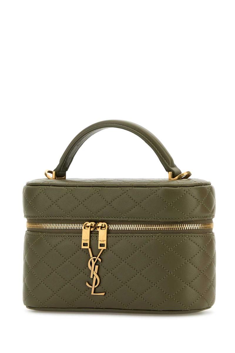 【Saint Laurent】Army Green Nappa Leather Vanit Saint Laurent Army Nappa Leather Vanity Gaby Handbag in