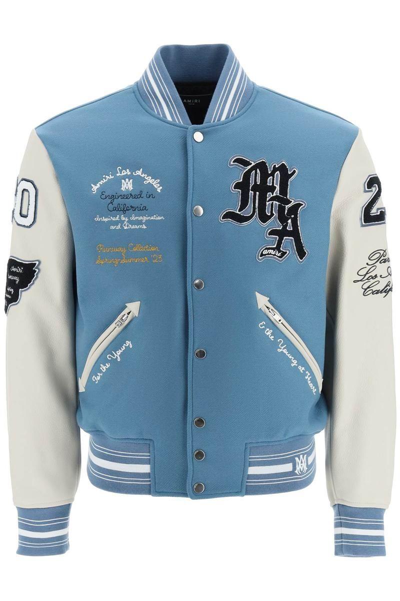 Amiri Varsity Jacket With Patches And Embroideries in Blue