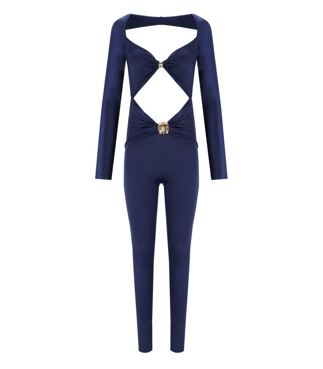 ワンピース Elisabetta Franchi Oltremare Jumpsuit With Maxi Bow Elisabetta Franchi Oltremare Jumpsuit With Maxi Bow in Blue