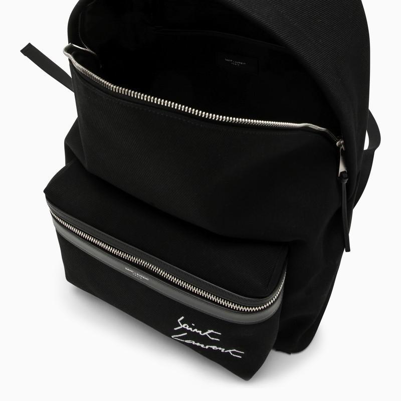Saint laurent embroidered city backpack in canvas new arrivals
