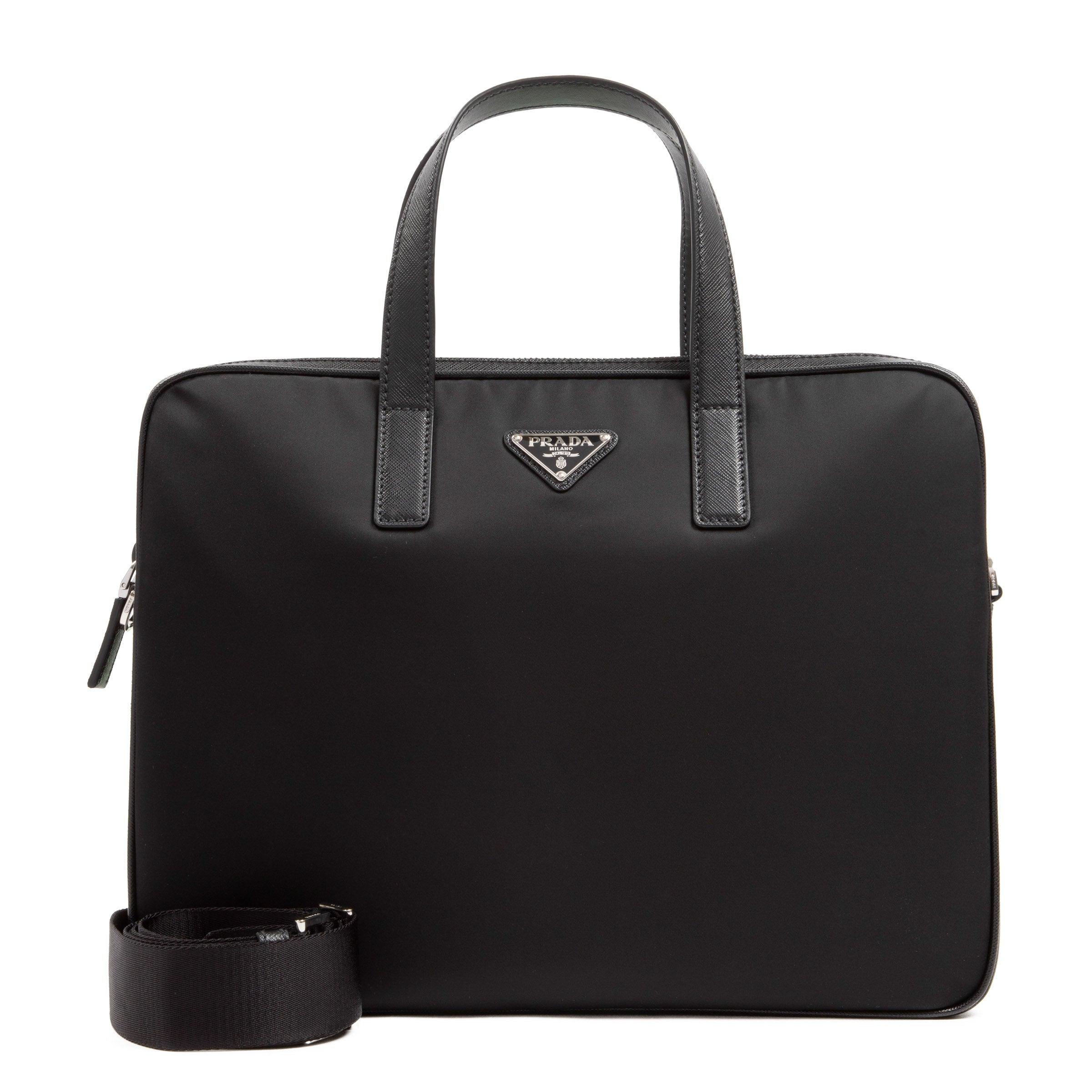 Prada Synthetic Re-nylon Saffiano Leather Briefcase Bag in Black for Men |  Lyst