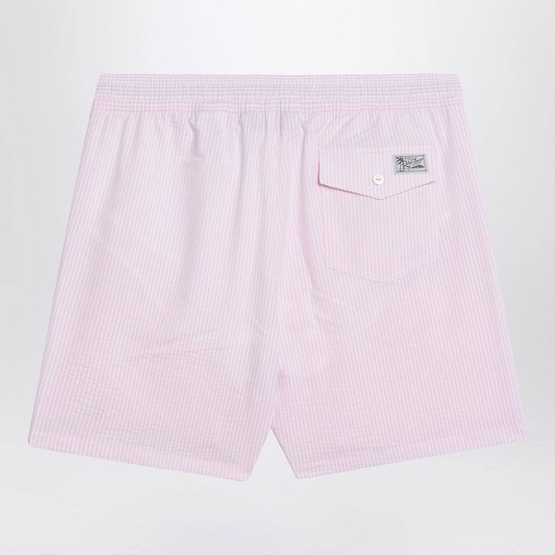 【関税&送料込】Polo Ralph Lauren Pink Striped Swim Trunks Polo Ralph Lauren - Traveler Straight-Leg Mid-Length