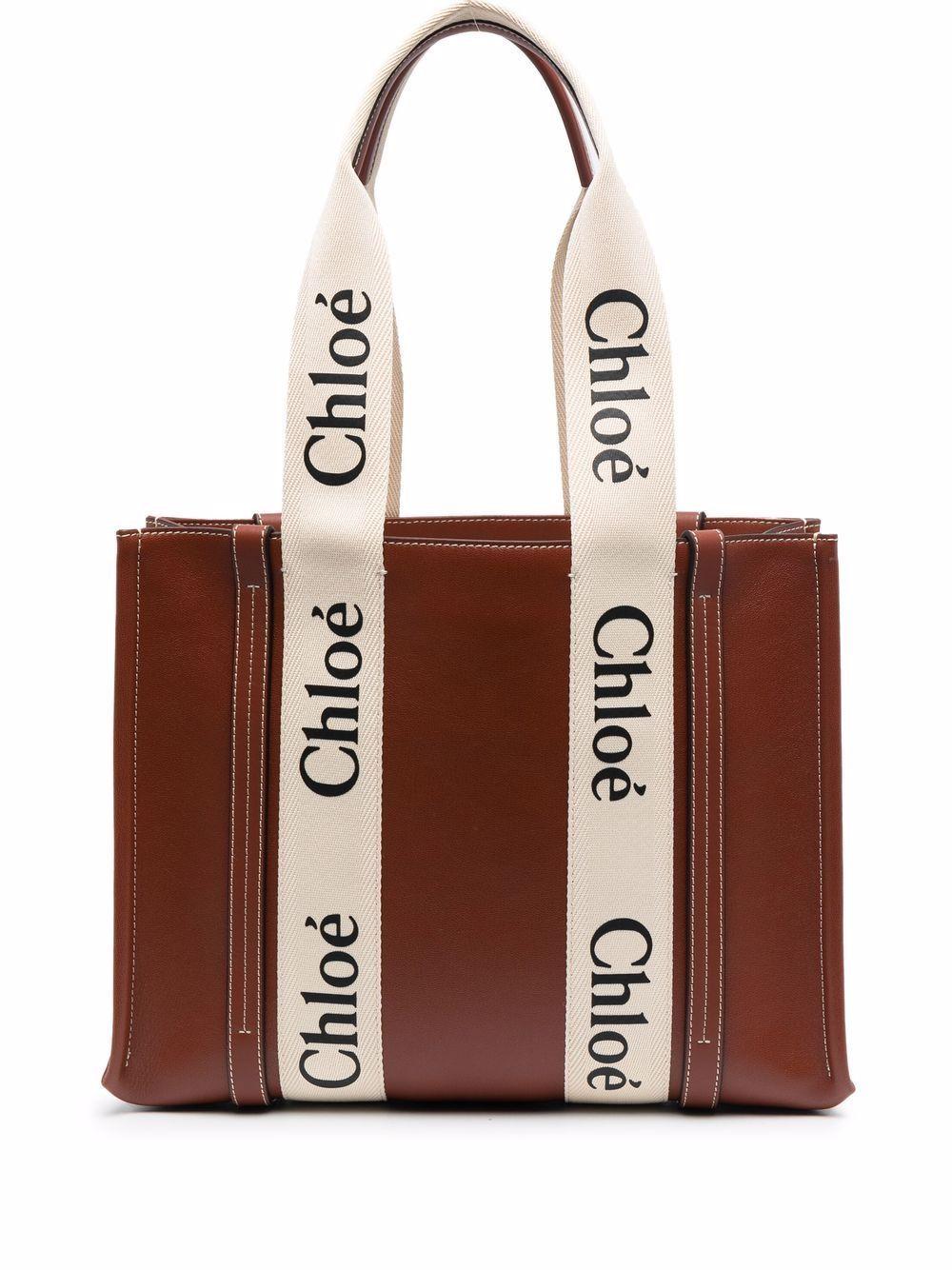 Chloé Marcie Small Leather Tote Bag In Brown