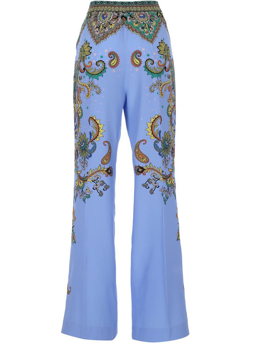 パンツ ETRO Women Straight Pants 12515 BLUE Silk palazzo pants in blue - Etro | Mytheresa