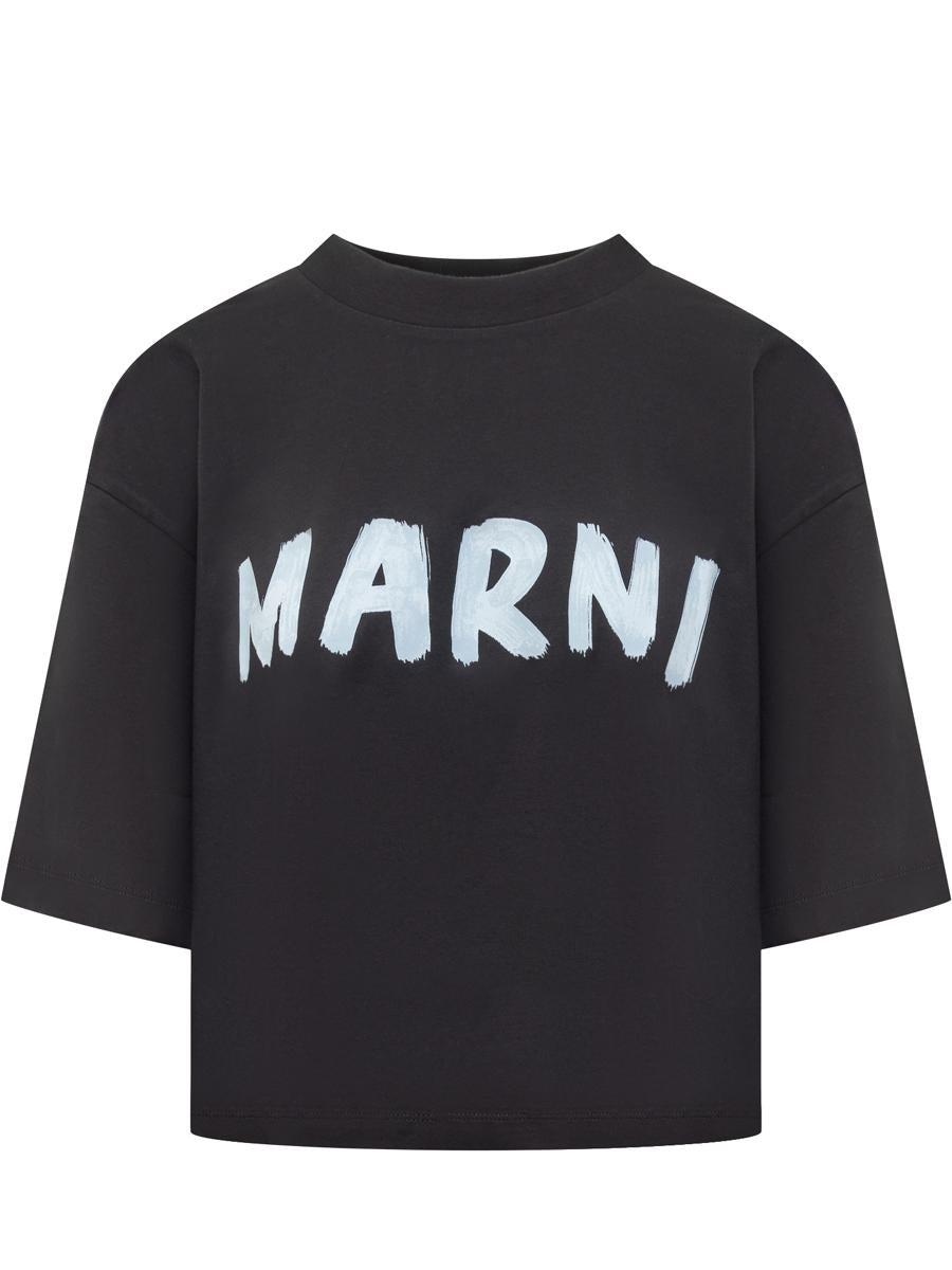 【関税込み】Marni ブラック 'Marni' Caos Logo Tシャツ Black jersey cotton T-shirt with Marni Caos logo | Marni