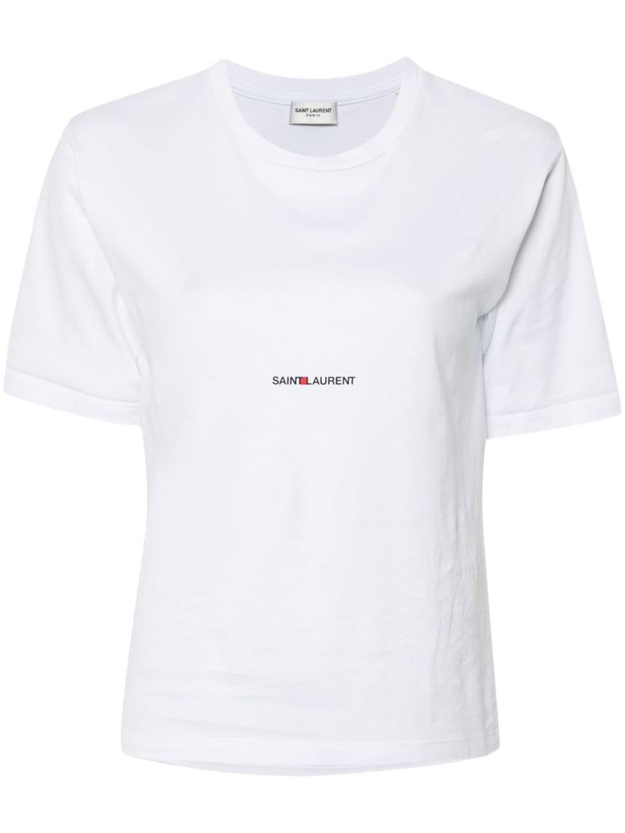 Saint Laurent Boyfriend T-Shirt With Logo in White | Lyst Saint Laurent Boyfriend T-Shirt With Logo in White | Lyst