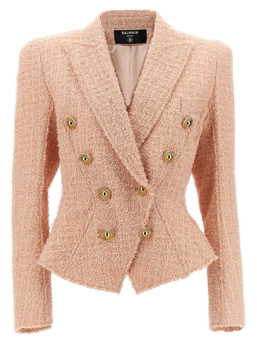 Balmain Tweed Double breasted Blazer Blazer And Suits in Pink