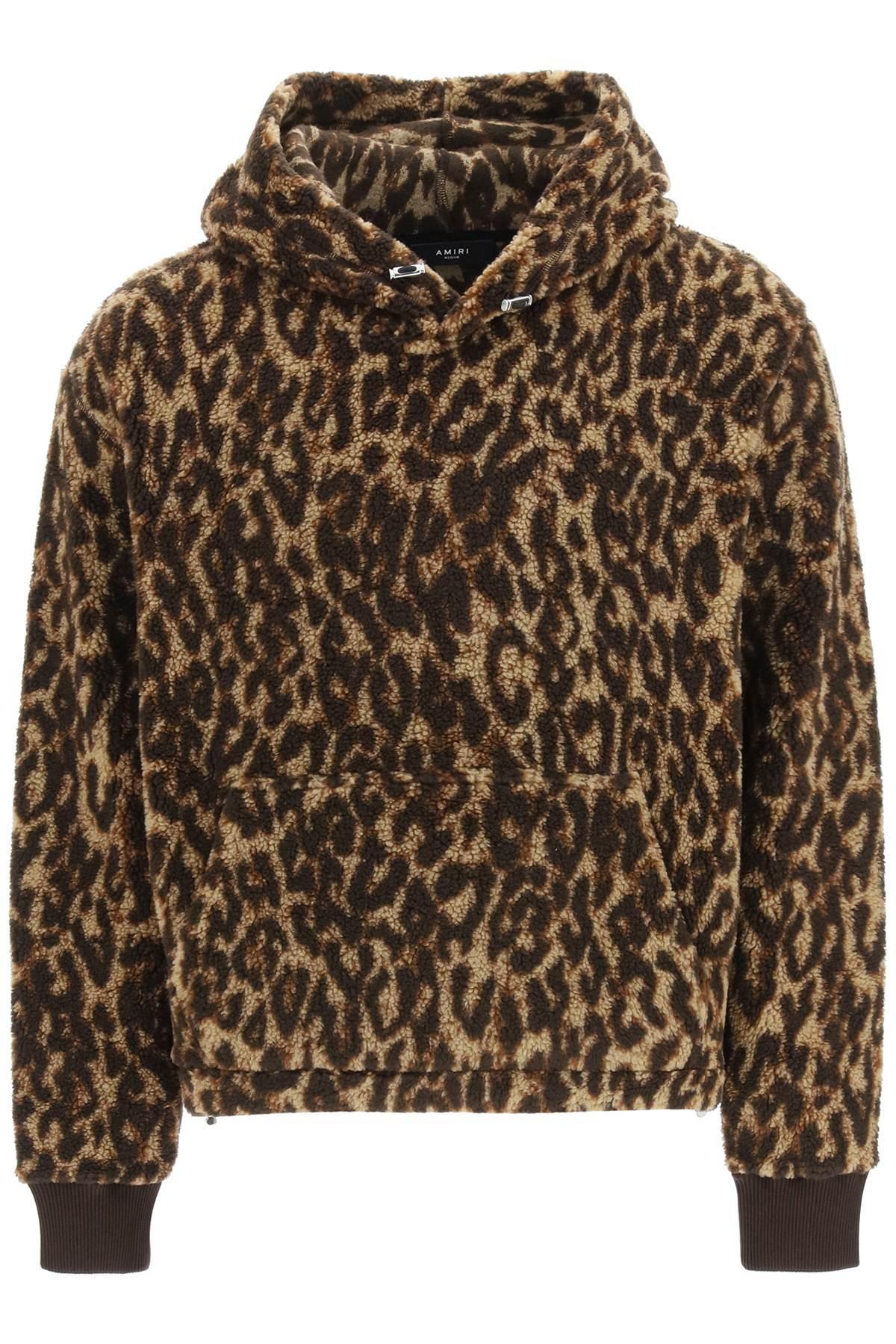 Amiri Leopard-print Polar Fleece Hoodie in Brown for Men | Lyst